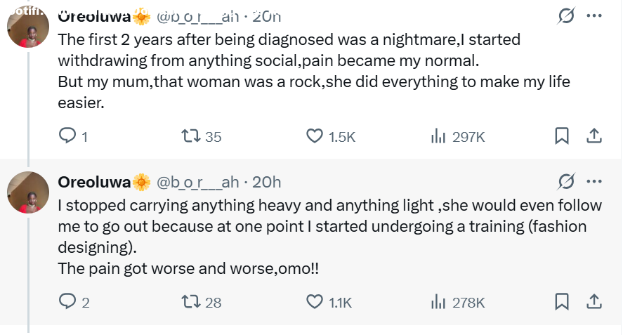 Whats worse than heartbreak?  Lady shares painful journey of living with hip condition