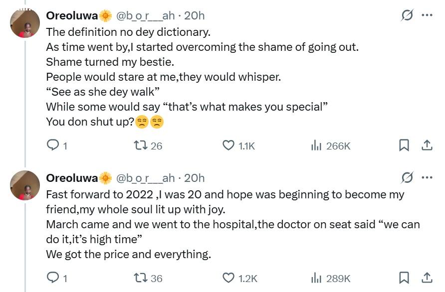 Whats worse than heartbreak?  Lady shares painful journey of living with hip condition