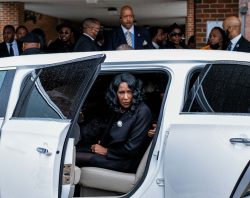 Tyre Nichols' mother RowVaughn Wells looks on after the funeral service for her son at Mississippi Boulevard Christian Church in Memphis, Tenn., on Feb. 1. Nichols, 29, was stopped on Jan. 7, for what the Memphis Police Department said was reckless driving. After a chase ensued, "police brutalized him to the point of being unrecognizable," family attorneys Ben Crump and Antonio Romanucci said in a statement. Nichols was taken to hospital in critical condition, according to police, where he died on Jan. 10.